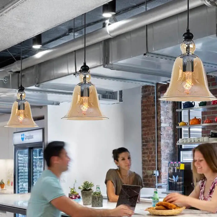 Industrial Glass 1-light Bell Pendant Light Lumendat