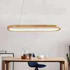 Modern Minimalist Wooden Linear Round 1-light LED Chandeliers modern luxury lighting fixture