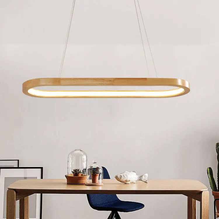 Modern Minimalist Wooden Linear Round 1-light LED Chandeliers modern luxury lighting fixture