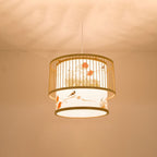 Chinese Bamboo Weaving 1 Light Cylindrical Pendant Light