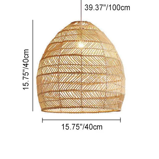 Rattan Weaving 1-light Dome Pendant Light BulbSquare