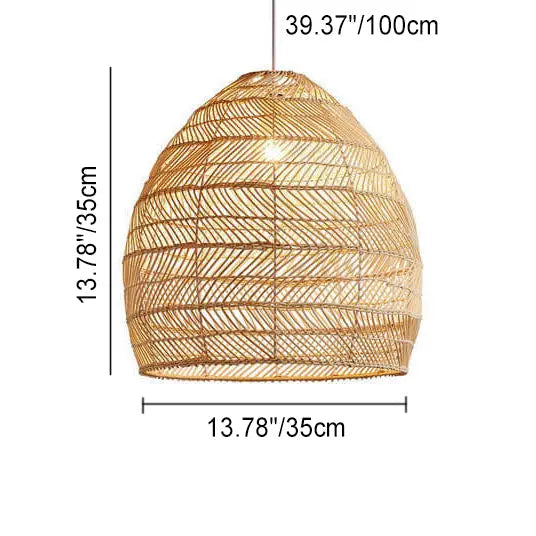 Rattan Weaving 1-light Dome Pendant Light BulbSquare