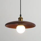 Minimalist Wooden 1-light Saucer Shaped Pendant Light BulbSquare