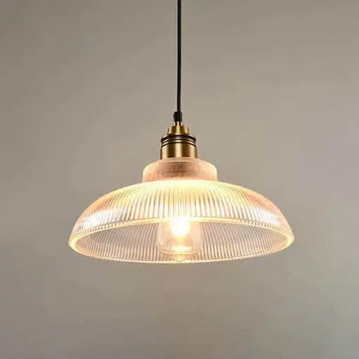 Vintage Striped Pot Lid Glass 1-light Pendant Light Lumendat