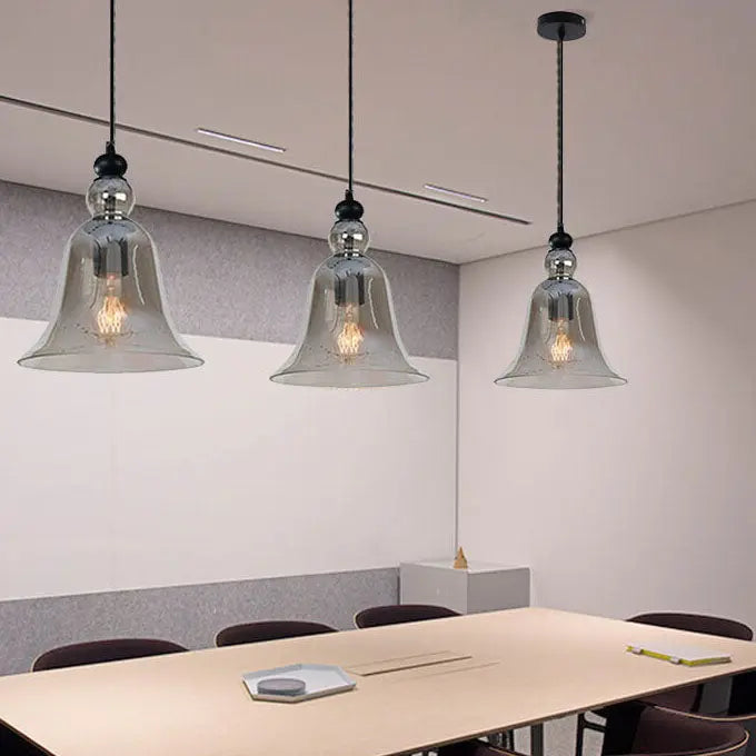 Industrial Glass 1-light Bell Pendant Light Lumendat