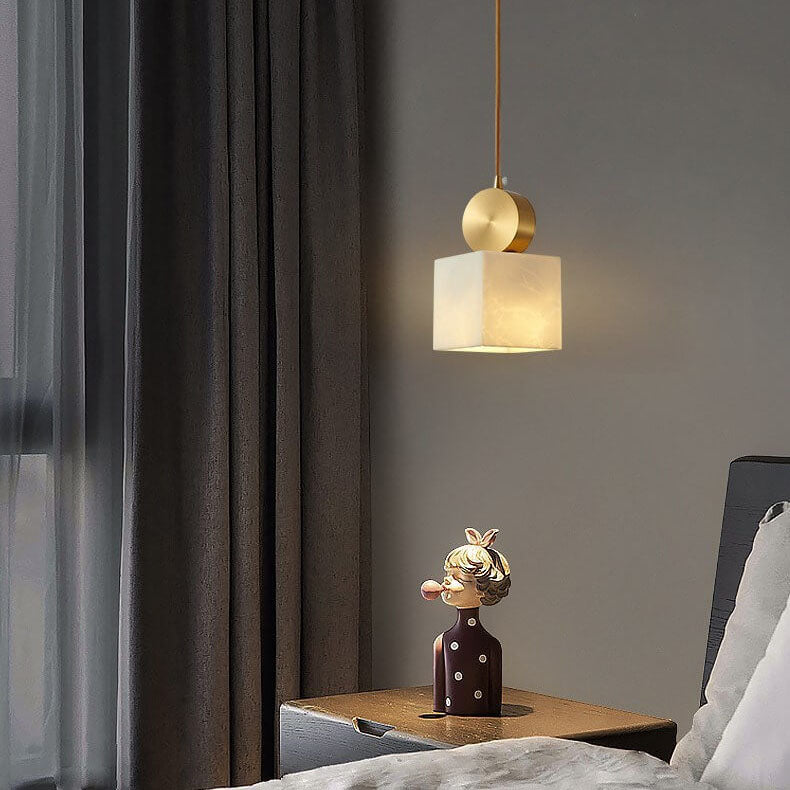 Nordic Geometric Metal 1-light Faux Marble Pendant Light