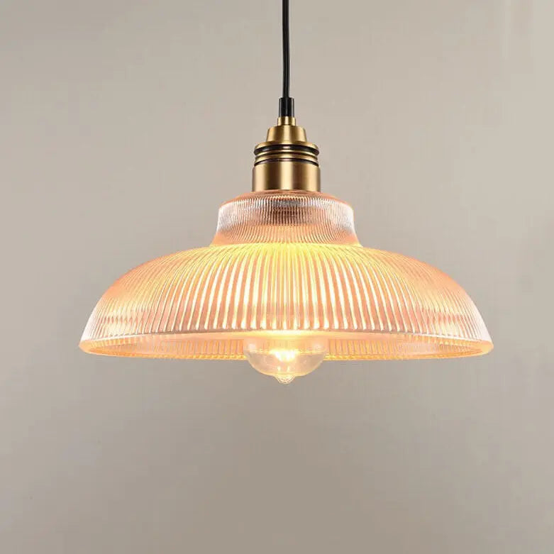 Vintage Striped Pot Lid Glass 1-light Pendant Light Lumendat