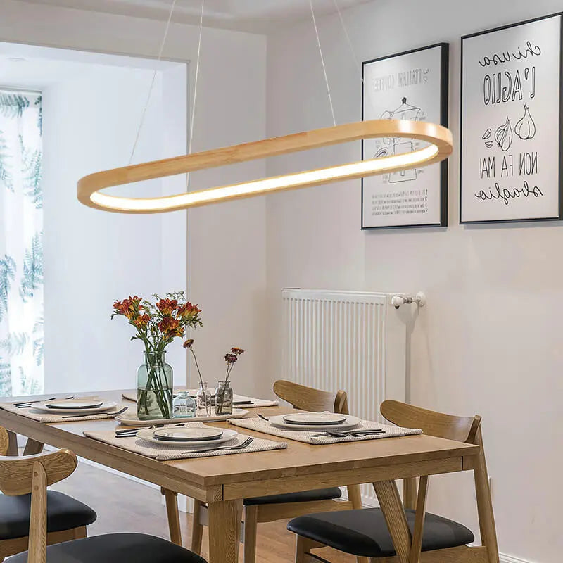 Modern Minimalist Wooden Linear Round 1-light LED Chandeliers Lumendat
