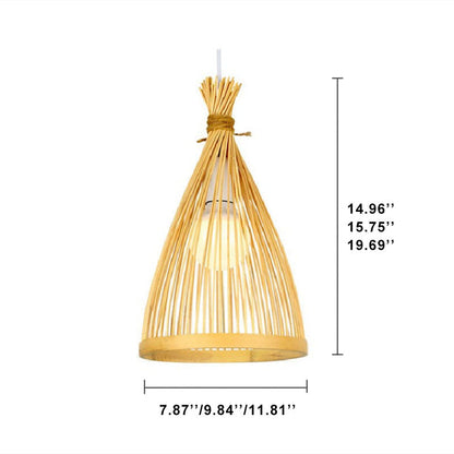 Bamboo Weaving Conical 1-light Japanese Style Pendant Light