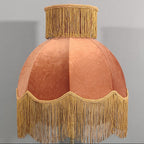 Traditional Vintage Cylinder Semicircle Tassel Fabric Copper 1-Light Standing Floor Lamp For Living Room Lumendat