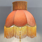 Traditional Vintage Cylinder Semicircle Tassel Fabric Copper 1-Light Standing Floor Lamp For Living Room Lumendat