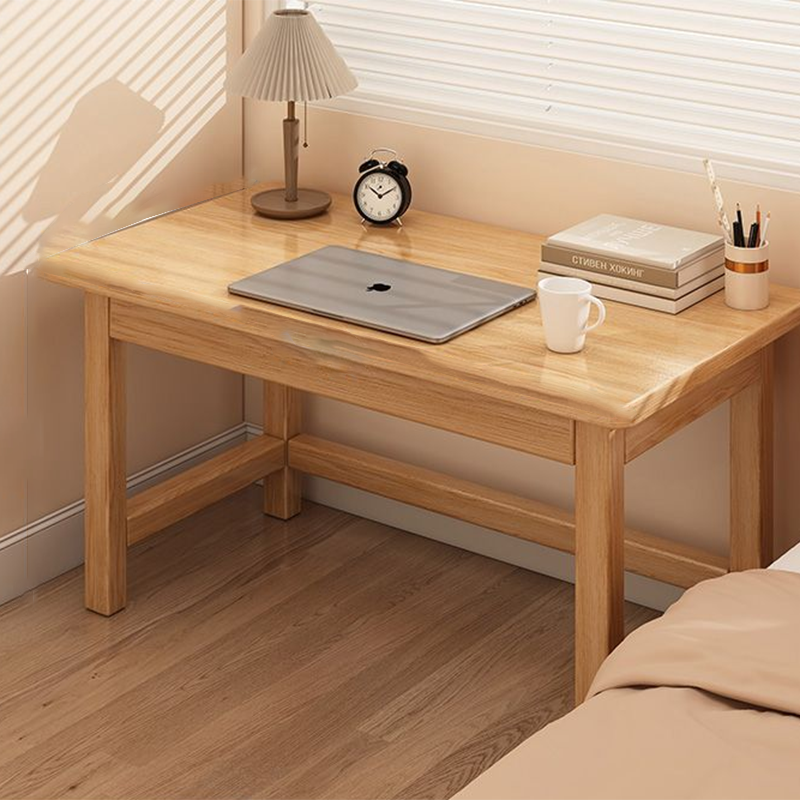 Modern Minimalist Rectangular Pine Wood Desk 1-Tier For Home Office