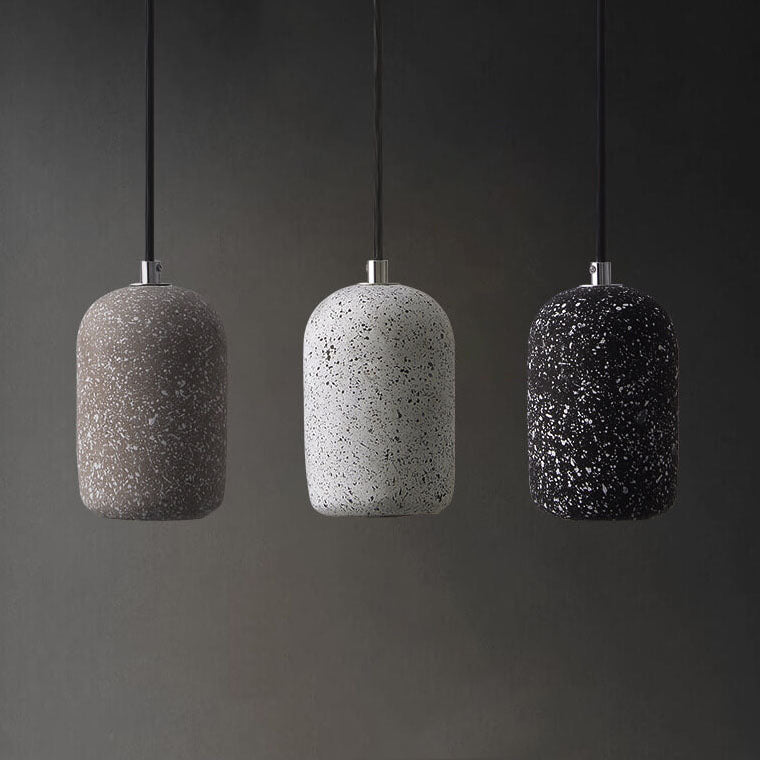 Modern Terrazzo Cylindrical LED Cement LED Pendant Light BulbSquare