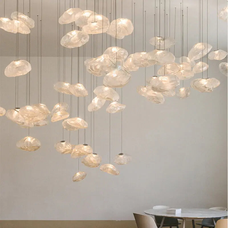 Modern Shaped Glass 1-light Cloud Suspension Pendant Light Lumendat