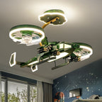 Lumendat Contemporary Creative Kids Airplane Acrylic LED Flush Mount Ceiling Fan Light For Bedroom Lumendat