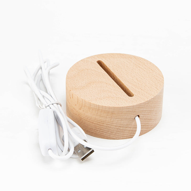 Contemporary Creative Rechargeable Solid Wood Round Rectangular Elliptical LED Table Lamp Night Light For Bedroom Lumendat