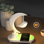 Modern Art Deco ABS Moon Shape Bluetooth Speaker Night Light LED Table Lamp Lumendat