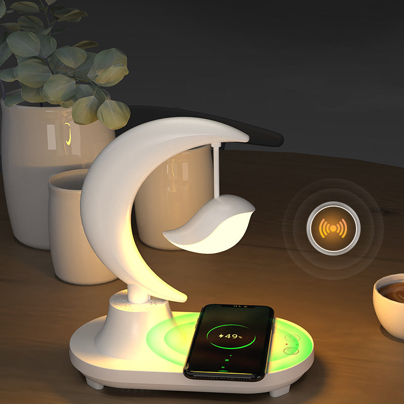 Modern Art Deco ABS Moon Shape Bluetooth Speaker Night Light LED Table Lamp Lumendat