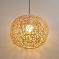 Rattan Weaving Beige Globe Shade 1-light Pendant Light BulbSquare