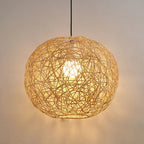 Rattan Weaving Beige Globe Shade 1-light Pendant Light BulbSquare