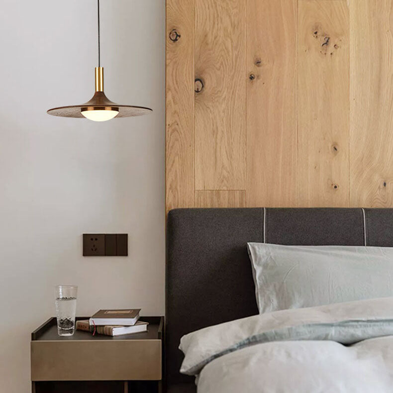 Modern Black Walnut LED Pendant Light BulbSquare