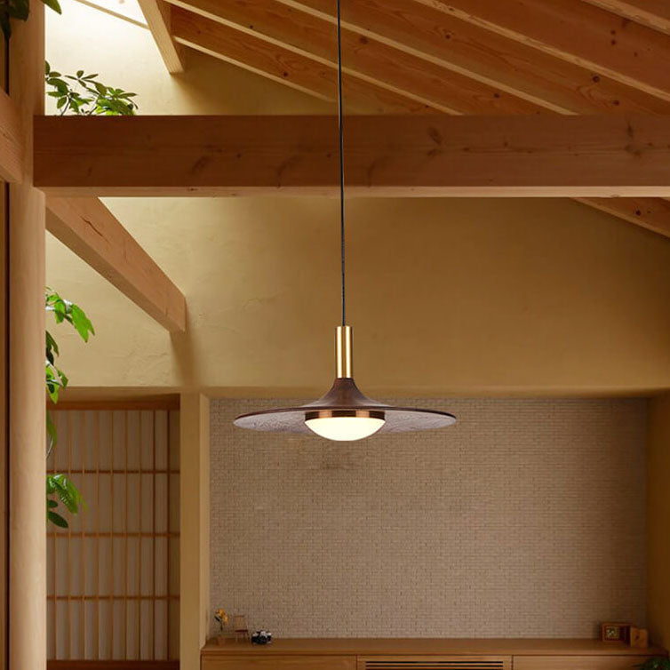 Modern Black Walnut LED Pendant Light BulbSquare