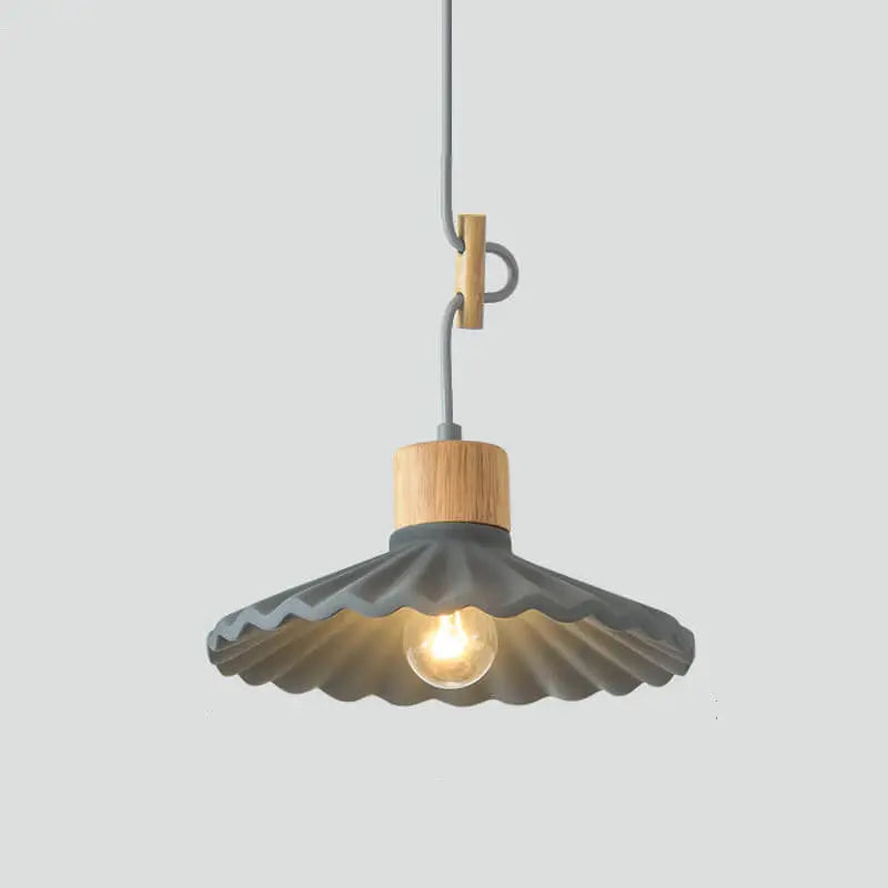 Modern Macaron Cement Scalloped Shade 1-light Pendant Light for Living Room Lumendat