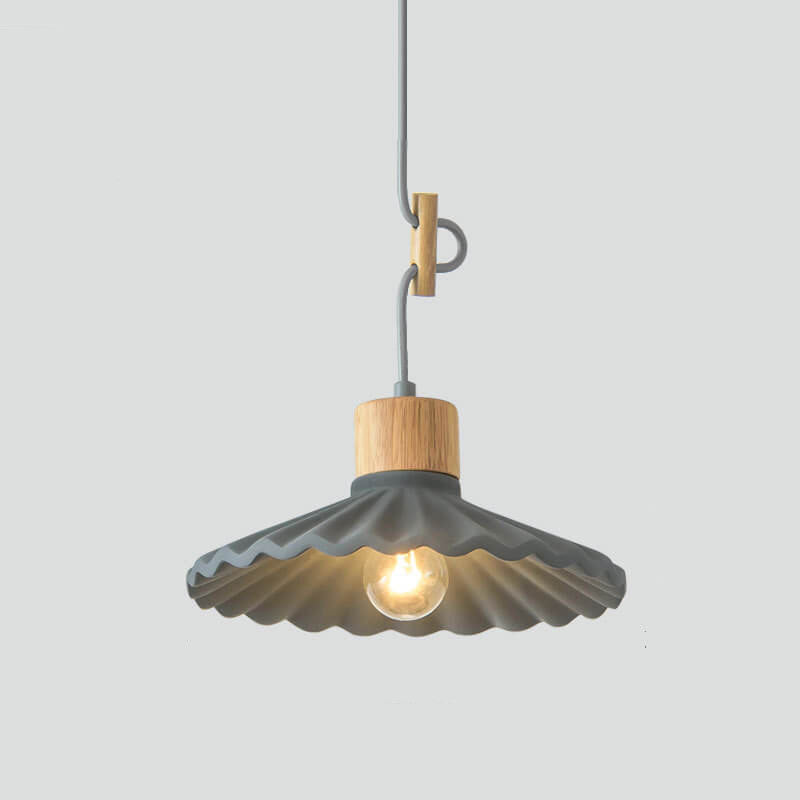 Modern Macaron Cement Scalloped Shade 1-Light Pendant Light for Living Room