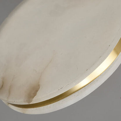 Modern Minimalist Round Marble Copper 1-Light LED Pendant Light For Living Room
