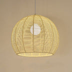Modern Double Rattan Shade 1-Light Globe Pendant Light