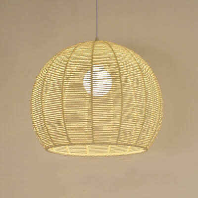 Modern Double Rattan Shade 1-Light Globe Pendant Light