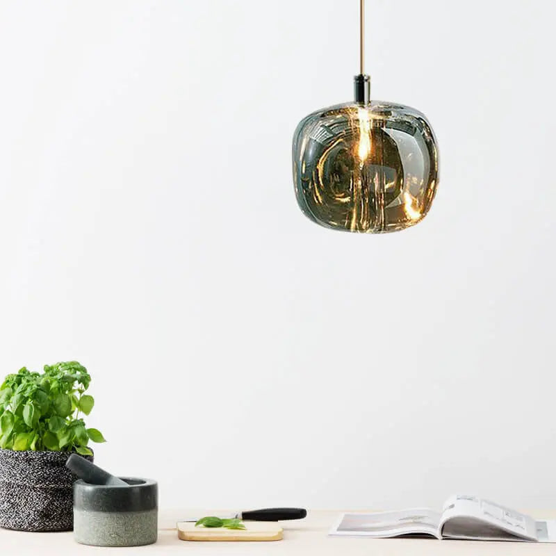 Modern Clear Glass 1-light Cube Pendant Light Lumendat