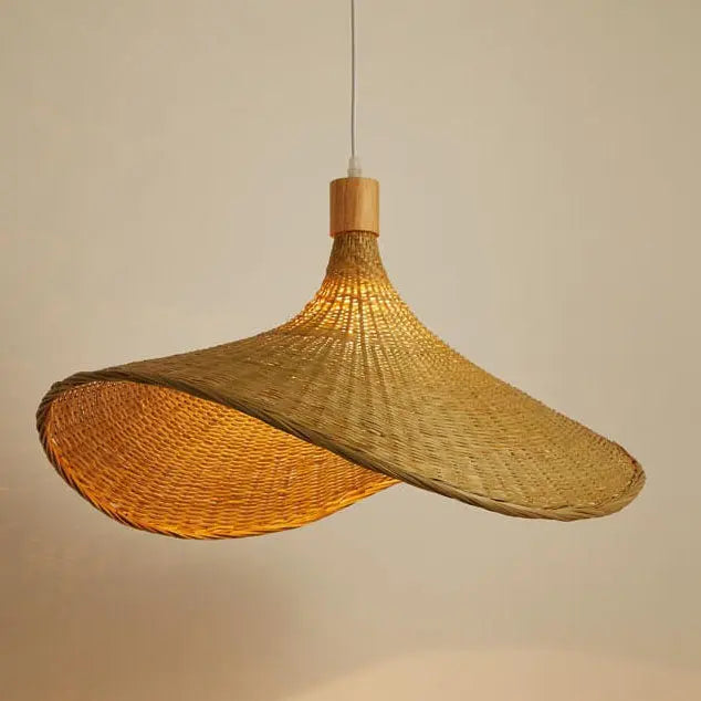 Woven Bamboo 1-light Straw Hat Pendant Light Lumendat