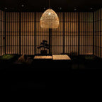 Rattan Weaving 1-light Dome Pendant Light BulbSquare
