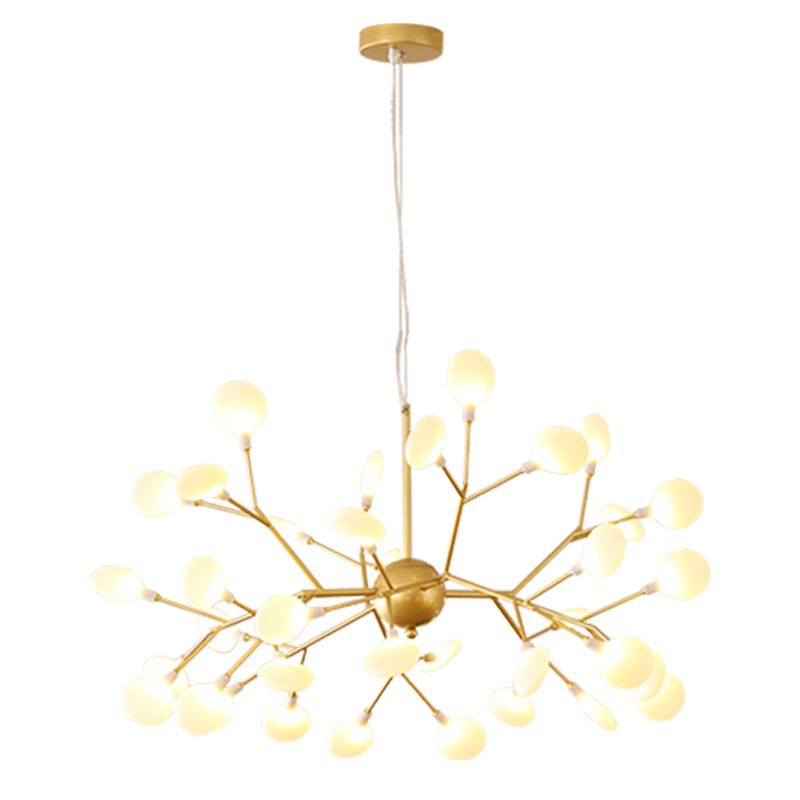 Modern LED Firefly Branch Chandelier – 27 or 36 Lights, Gold & Black