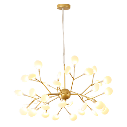 Modern LED Firefly Branch Chandelier – 27 or 36 Lights, Gold & Black