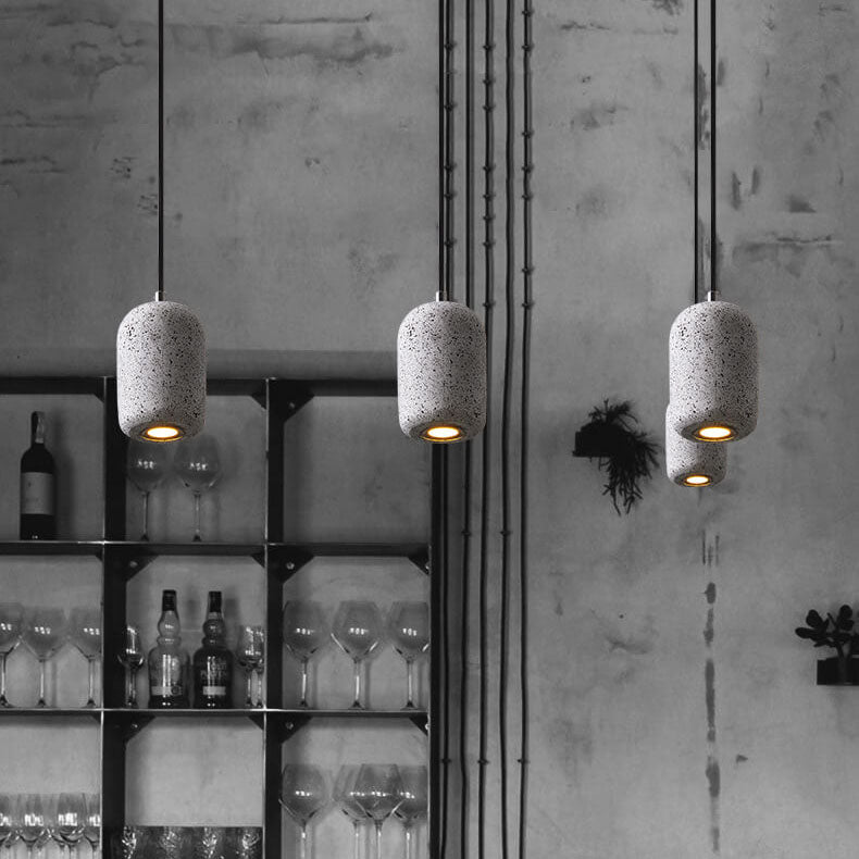 Modern Terrazzo Cylindrical LED Cement LED Pendant Light BulbSquare