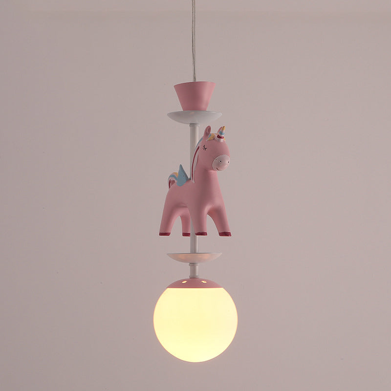 Lumendat Modern Art Deco Kids Iron Resin Glass Round Base Ball Horse 1/3/5 Light Flush Mount Ceiling Light For Bedroom Lumendat