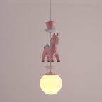 Lumendat Modern Art Deco Kids Iron Resin Glass Round Base Ball Horse 1/3/5 Light Flush Mount Ceiling Light For Bedroom Lumendat