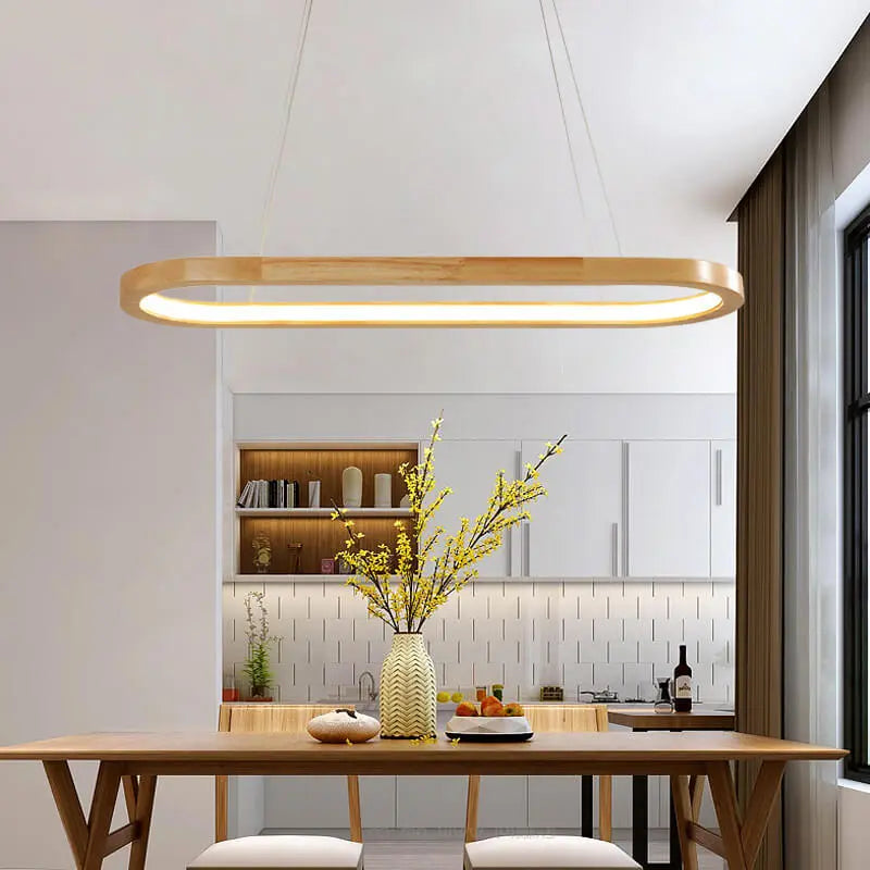 Modern Minimalist Wooden Linear Round 1-light LED Chandeliers Lumendat