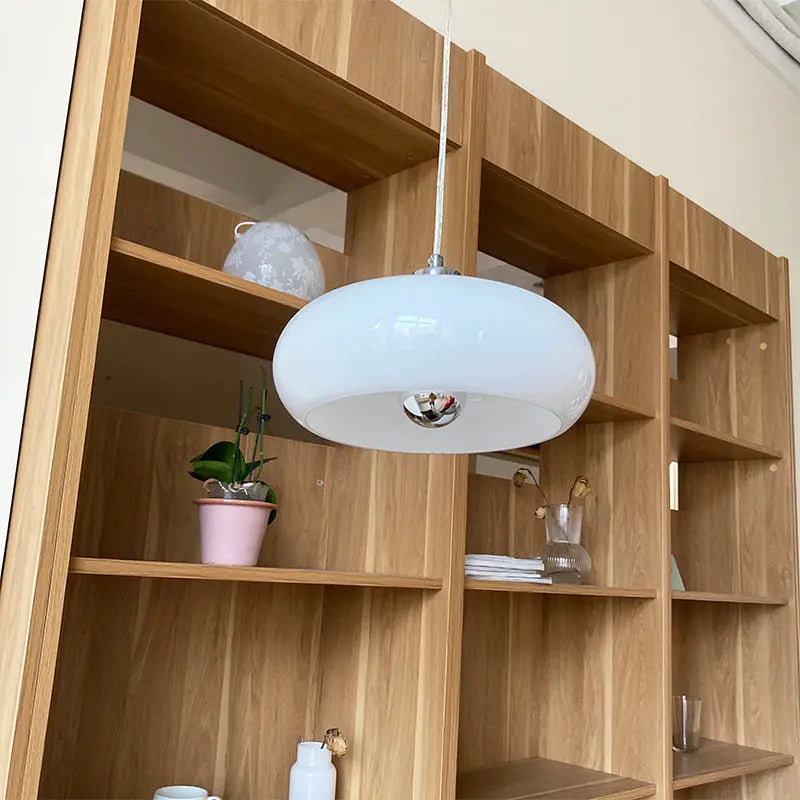 Vintage White / Orange Glass Dome 1-light Pendant Light Lumendat
