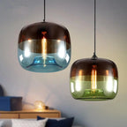 Retro Colorful Glass 1-light Drum Pendant Light modern luxury lighting fixture