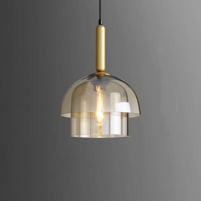 Modern Cognac Multi Layer Glass Shade 1-Light Pendant Light