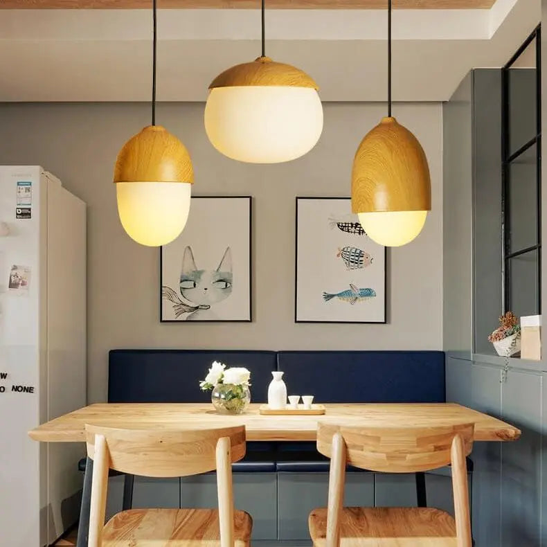 Modern Beige Nut 1-light Globe Pendant Light BulbSquare