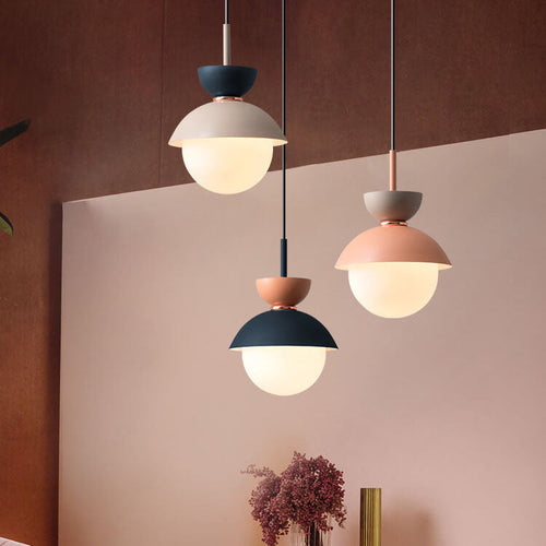 Modern Macaron Metal 1-Light Globe Pendant Light