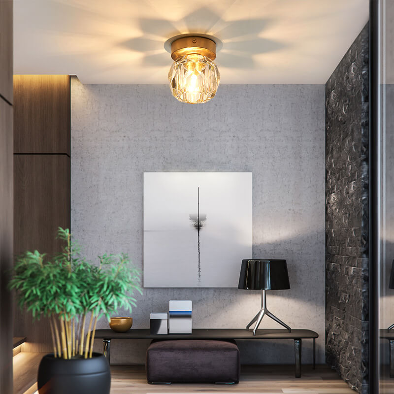 Crystal 1-light LED Globe Semi-flush Mount Lighting
