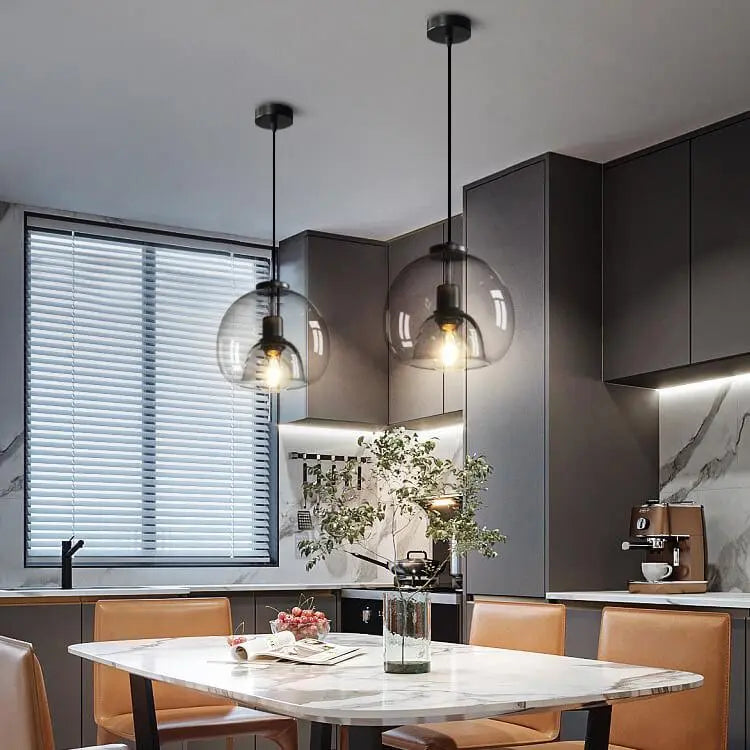 Minimalist Smoke Gray 1-light Hand-blown Glass Dome Pendant Light Lumendat