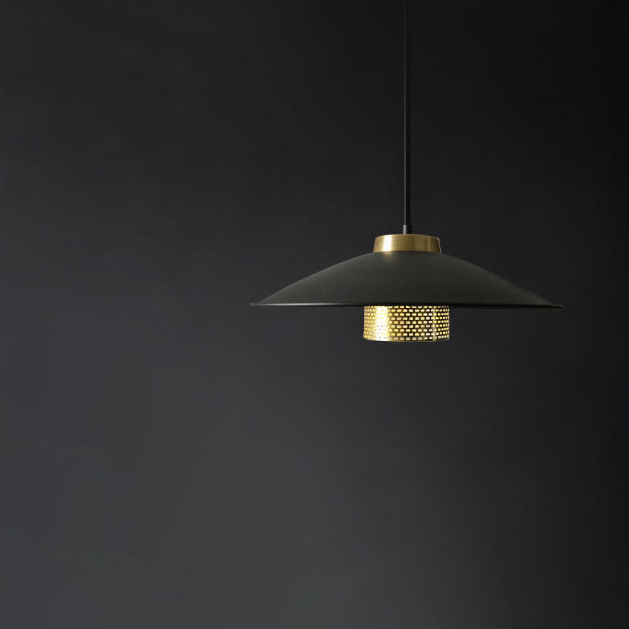 Industrial Simple Scalloped Wrought Iron 1-light Pendant Light