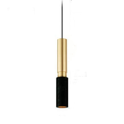 Modern Luxury Cylinder Marble Splicing Metal 1-Light Single Pendant Light For Living Room