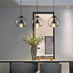 Minimalist Smoke Gray 1-light Hand-blown Glass Dome Pendant Light modern luxury lighting fixture